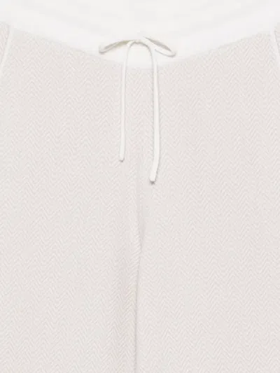 Eleventy 헤링본 니트 드로스트링 스트레이트 팬츠 In White