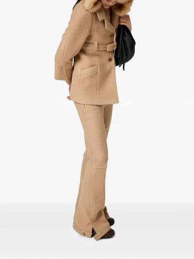 Miu Miu Double Wool Pants In Neutral
