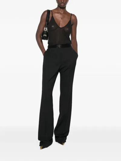 Tom Ford Sheer Silk-blend Top In Black
