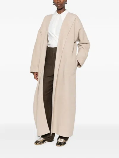 Ruohan Raas Collarless Open-front Coat In Pink