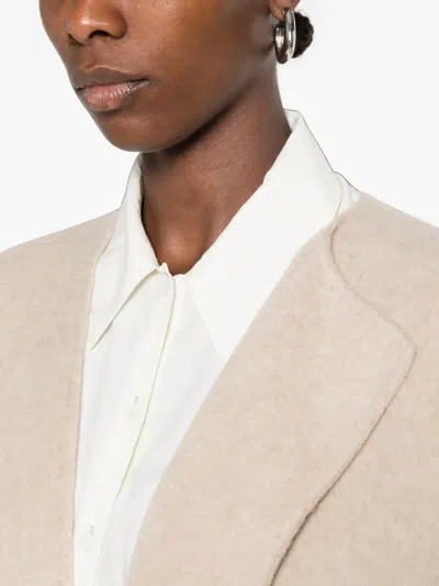 Ruohan Raas Collarless Open-front Coat In Pink