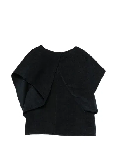Ruohan Draped Asymmetric Blouse In Black