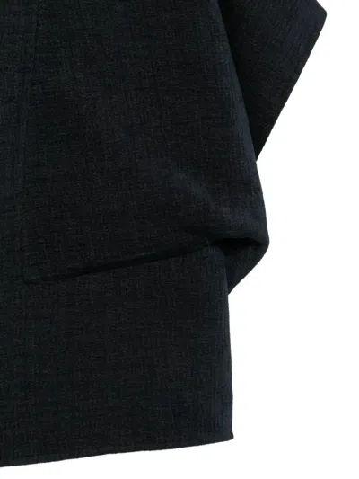Ruohan Draped Asymmetric Blouse In Black