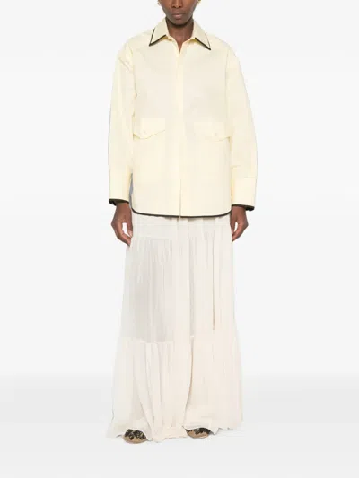 Plan C Contrast-trim Flap-pocket Shirt In Neutral