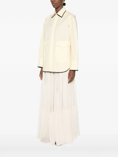 Plan C Contrast-trim Flap-pocket Shirt In Neutral