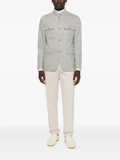 Gran Sasso Button-up Wool Jacket In Blue