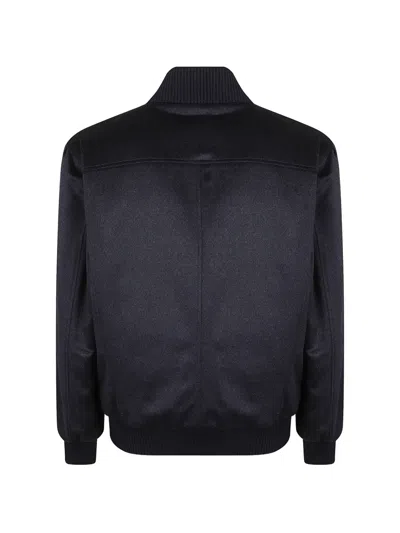 Barba Napoli Button-up Bomber Jacket In Blue