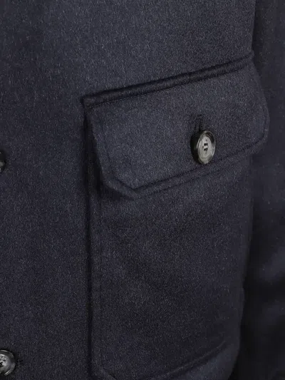 Barba Napoli Button-up Bomber Jacket In Blue