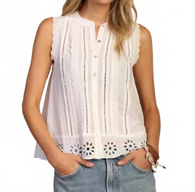 Dylan Jane Button Up Top In White In Neutral