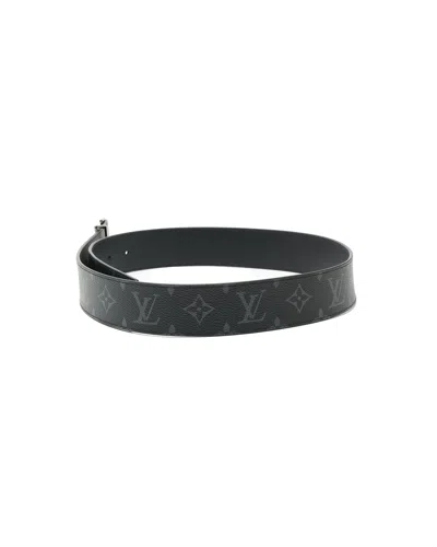 Pre-owned Louis Vuitton Monogram Eclipse Reversible Belt, Size 80 In Black