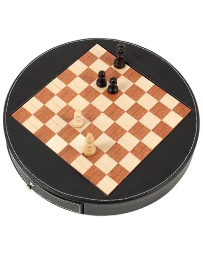 Bey-berk Leather Chess Set In Brown