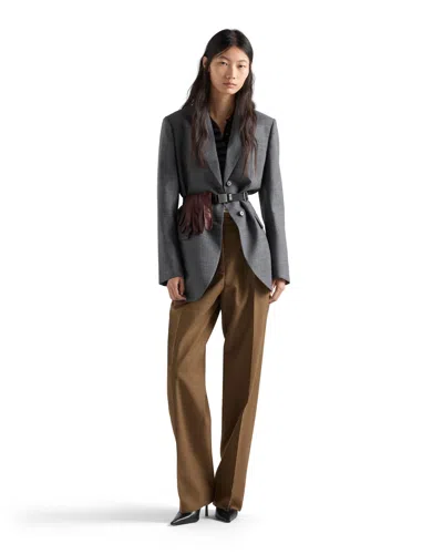Prada Wool Pants In Brown