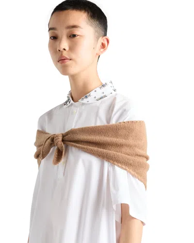 Prada Cashmere Shawl In Camel Brown