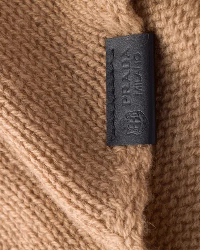 Prada Cashmere Shawl In Camel Brown