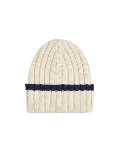 Fay Ribbed-knit Stripe Beanie Hat In Orange