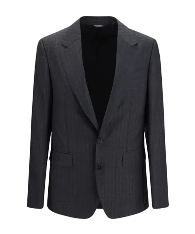 Dolce & Gabbana Pinstripe-pattern Notched-lapel Blazer In Multi