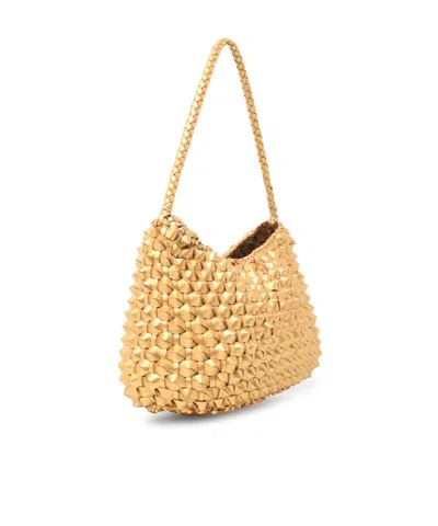 Dragon Diffusion Gold Leather Shoulder Bag In Black