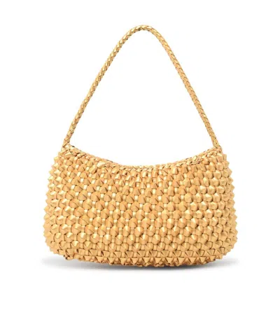 Dragon Diffusion Gold Leather Shoulder Bag In Black