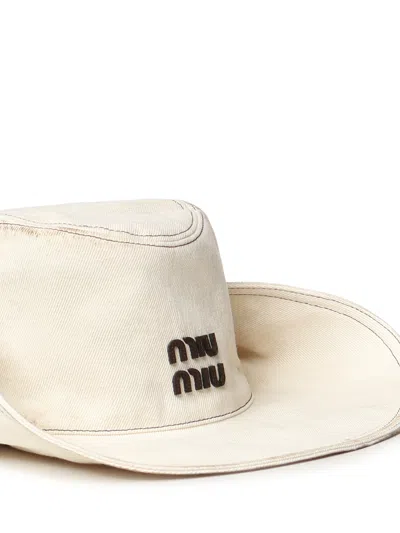 Miu Miu Logo-detail Hat In Pattern