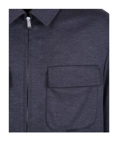 Lardini Zip-up Flap-pocket Jacket In Blue