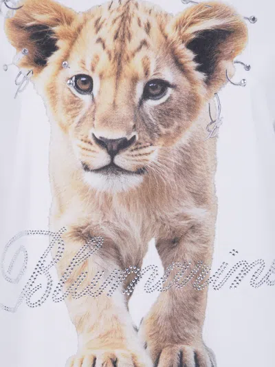 Blumarine Lion-print Crystal-embellished T-shirt In White
