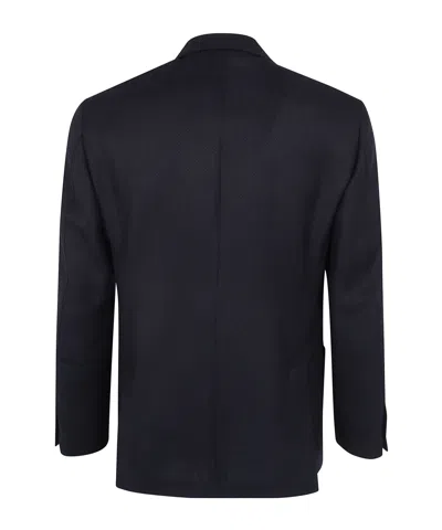 Lardini Herringbone-pattern Single-breasted Blazer In Blue