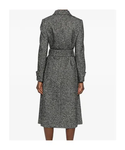 Dolce & Gabbana Herringbone-pattern Belted Single-breasted Coat In Black