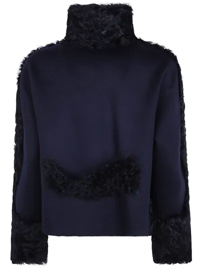 P.a.r.o.s.h High-neck Shearling-effect Jacket In Blue