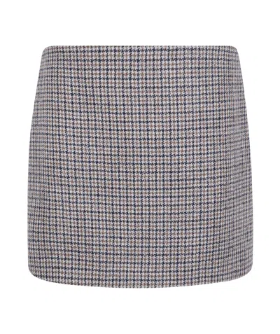 P.a.r.o.s.h Houndstooth Wool Skirt In Multi