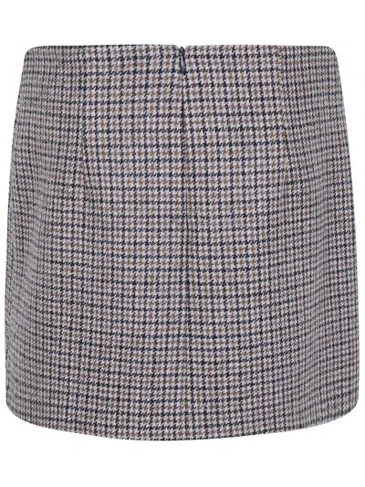 P.a.r.o.s.h Houndstooth Wool Skirt In Multi