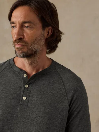 Faherty Long-sleeve Cloud Henley T-shirt In Black