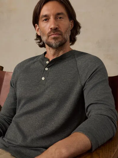 Faherty Long-sleeve Cloud Henley T-shirt In Black