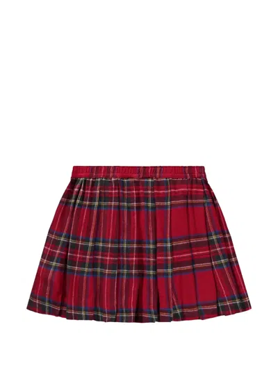 Molo Check-pattern Pleated Skirt In Red