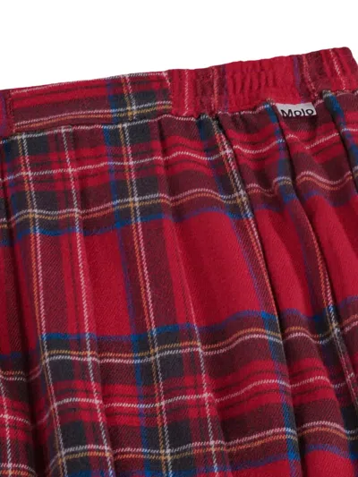 Molo Check-pattern Pleated Skirt In Red