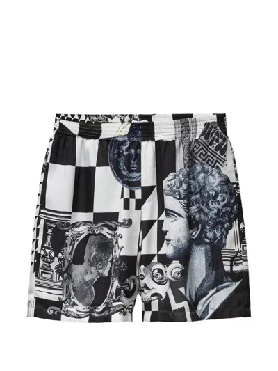 Versace Printed Polyester Swimming Shorts In Multi