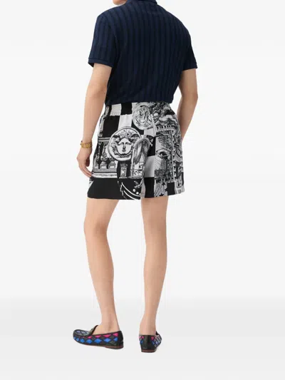 Versace Printed Polyester Swimming Shorts In Multi