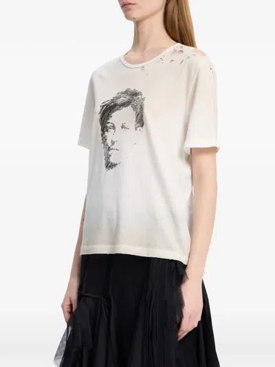 Ann Demeulemeester Distressed T-shirt In White