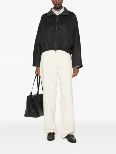 Brunello Cucinelli Elasticated-hem Zip-up Bomber Jacket In Black