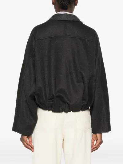 Brunello Cucinelli Elasticated-hem Zip-up Bomber Jacket In Black