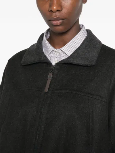 Brunello Cucinelli Elasticated-hem Zip-up Bomber Jacket In Black