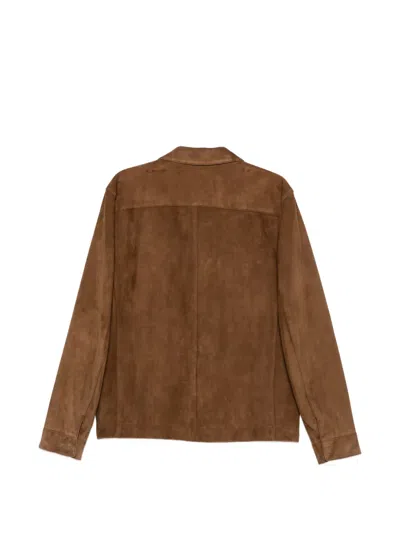 Tom Ford Single-breasted Leather Jacket In Brown