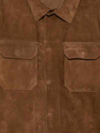 Tom Ford Single-breasted Leather Jacket In Brown