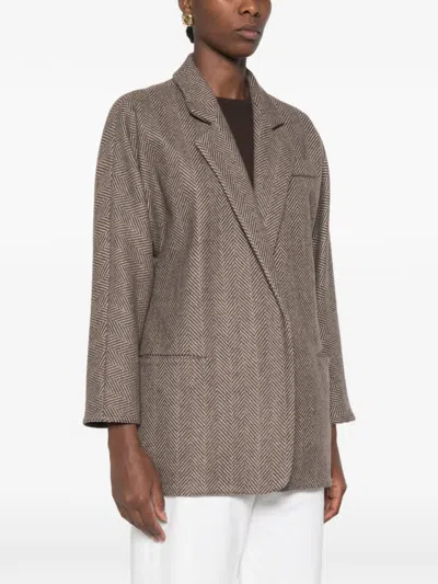 Dušan Herringbone-pattern Notch-lapel Jacket In Brown