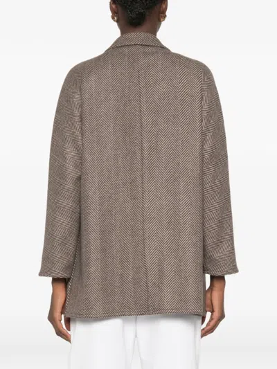 Dušan Herringbone-pattern Notch-lapel Jacket In Brown