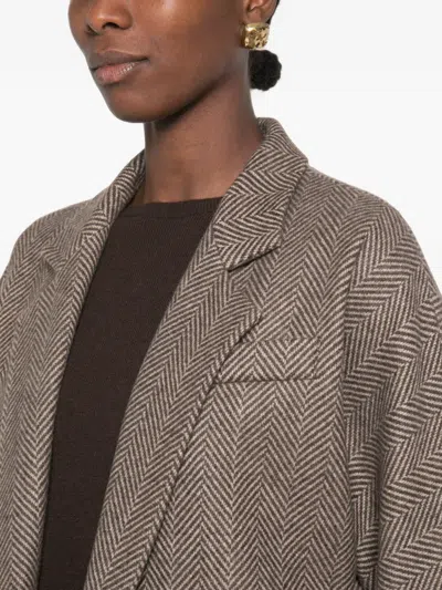 Dušan Herringbone-pattern Notch-lapel Jacket In Brown
