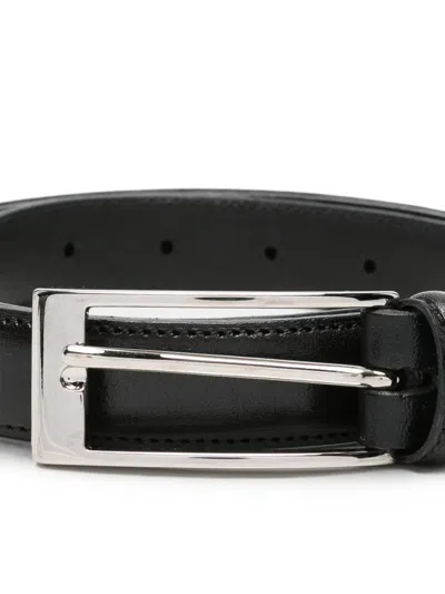 Eraldo Rectangular-buckle Leather Belt In Black