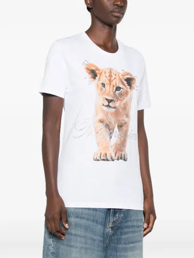 Blumarine Lion-print Crystal-embellished T-shirt In White