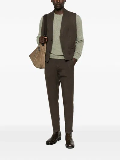 Imperial Herringbone-pattern Tailored Trousers In Black