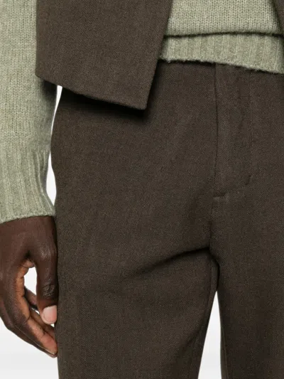 Imperial Herringbone-pattern Tailored Trousers In Black