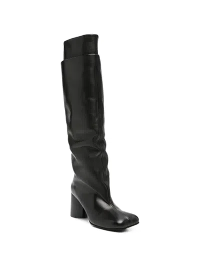 Liska Square-toe Block-heel Boots In Black